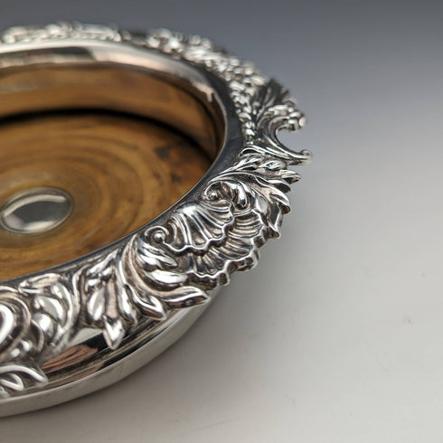 British antique silver plate bottle coaster